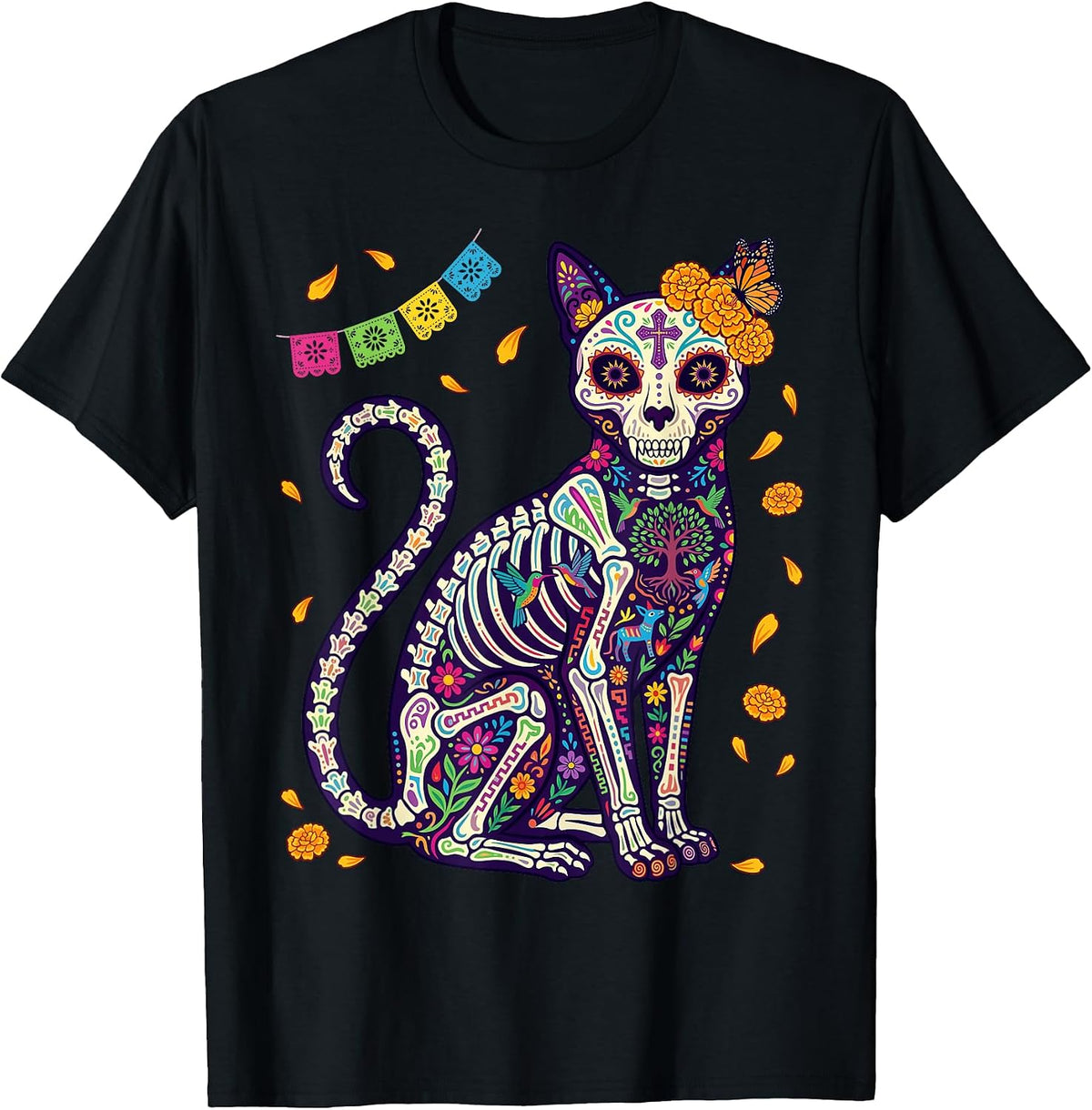 Dia de Los Muertos Cat Day of The Dead Sugar Skull T-Shirt