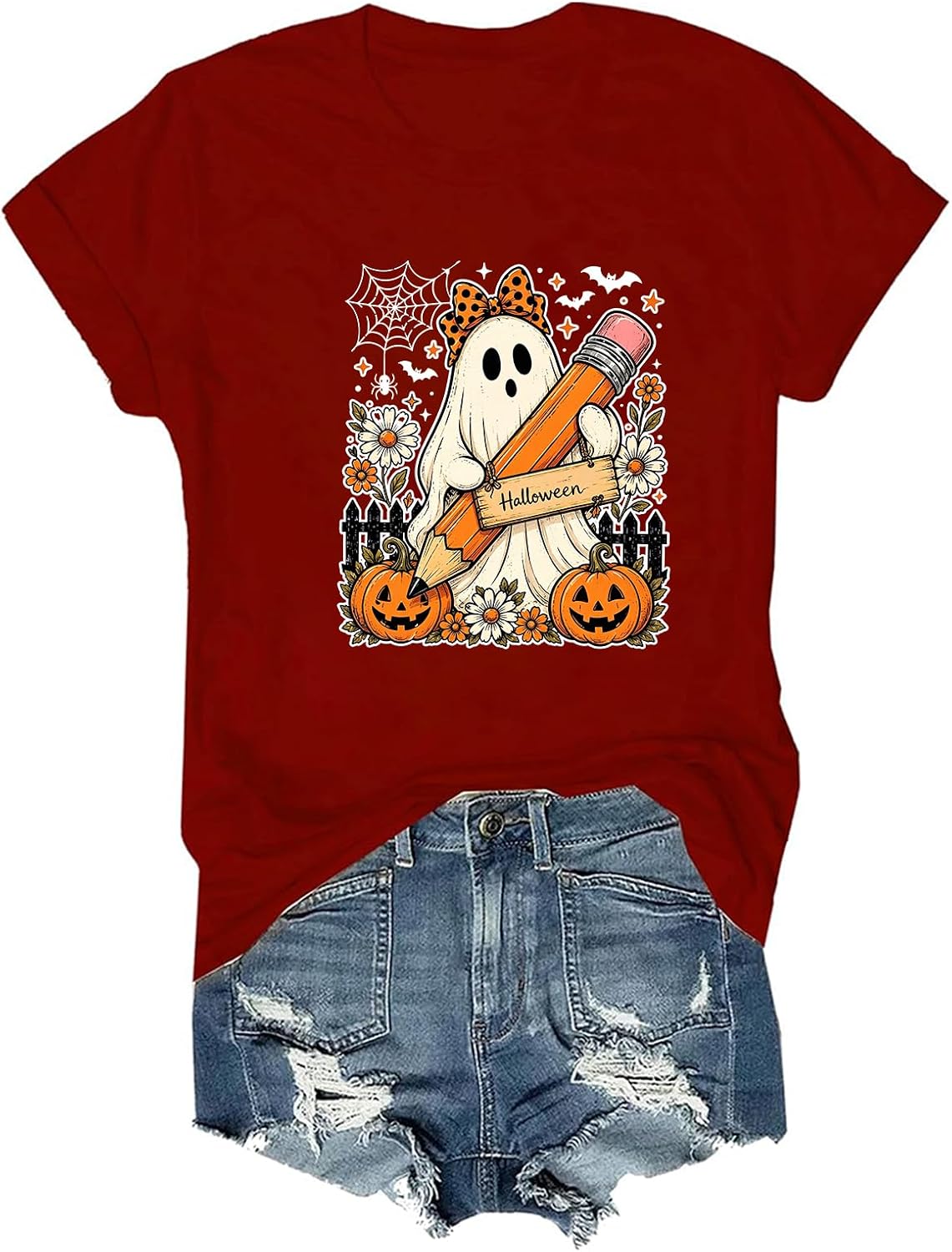 Halloween Teacher Shirt Spooky Teacher T-shirt Back To School Tee Women