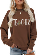 Long Sleeve Teacher Christmas Sweatshirt Women Teacher Funny Graphic Shirts Xmas Holiday Crewneck Pullover Sweater
