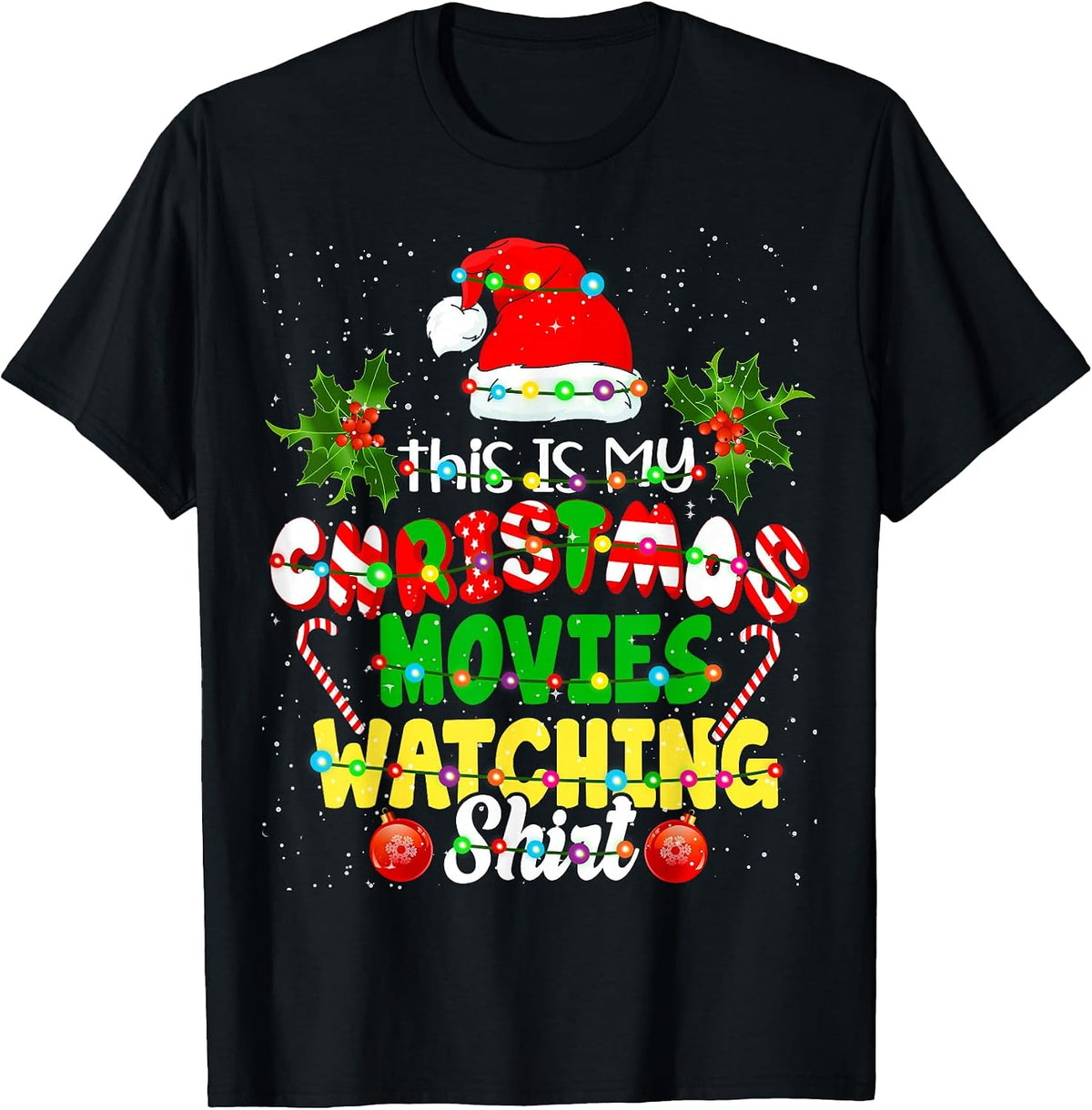 Merry X-mas Lights Santa Christmas Movies Lover