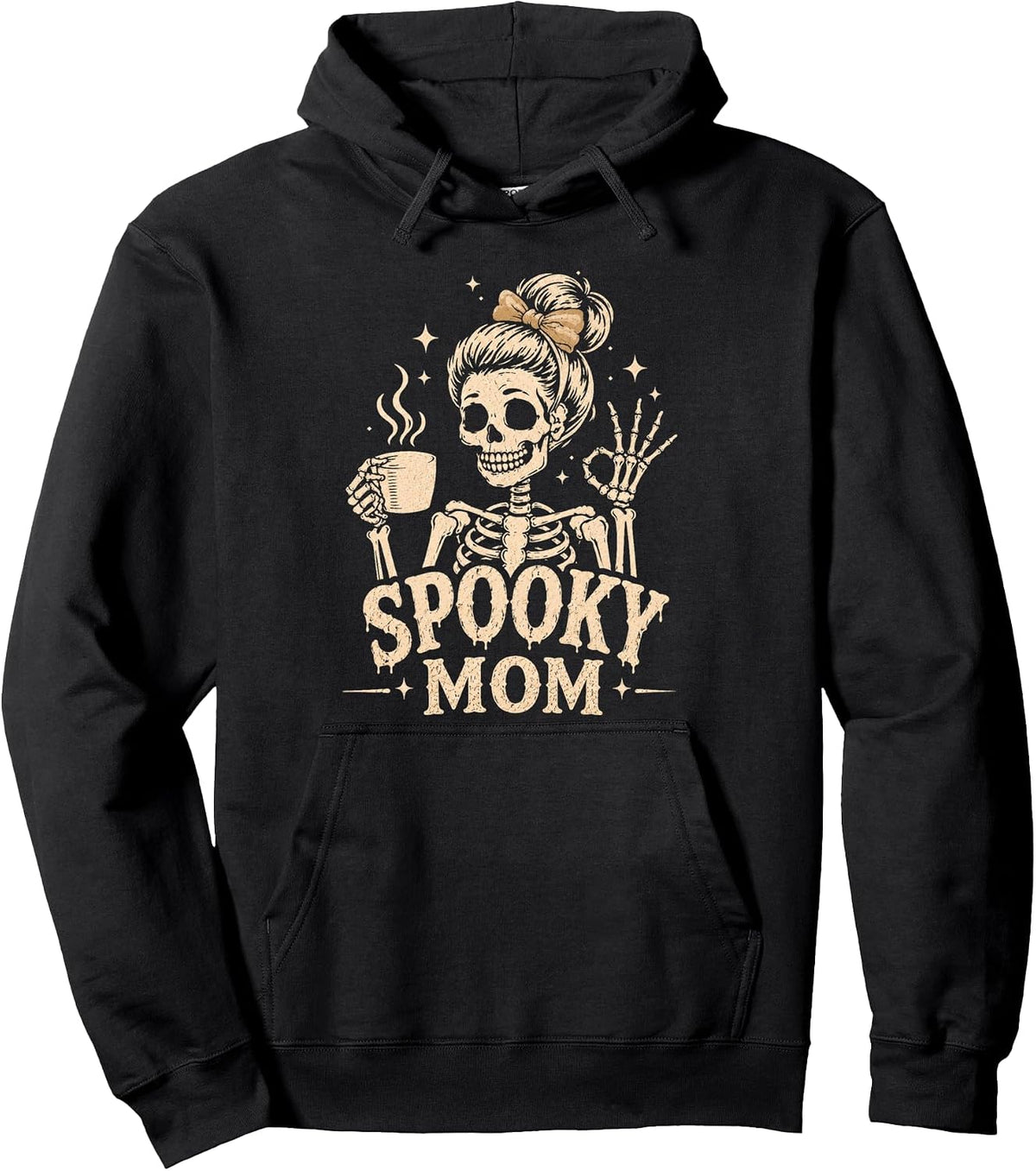 Mama Halloween Shirts Spooky Mama Skeleton Coffee Pullover Hoodie