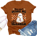 Halloween Teacher Shirts for Women Spooky Pencil Ghost Graphic Tee