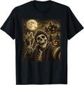 Funny Skeleton Selfie Halloween Ghost Pumpkin Men Women T-Shirt