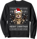 Cat Meowy Christmas Ugly Sweater Funny Santa Tabby Cat Xmas Sweatshirt