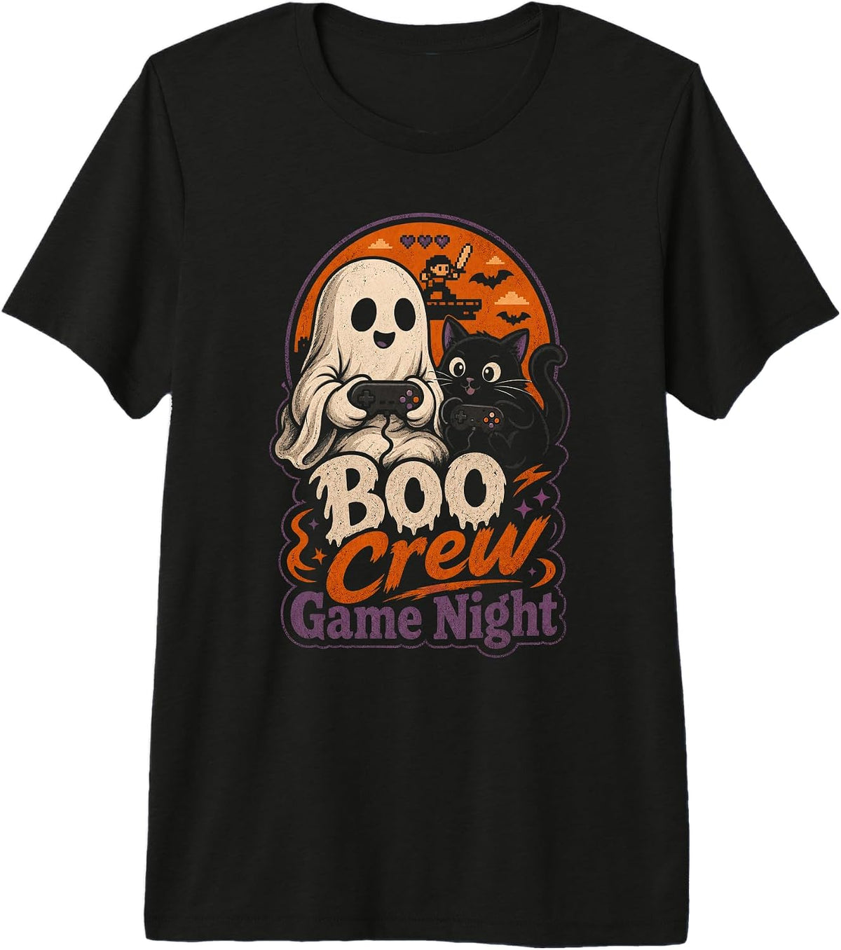 Boo Crew Game Night Halloween Squad Ghost Cat Team Matching Premium Tri-Blend T-Shirt