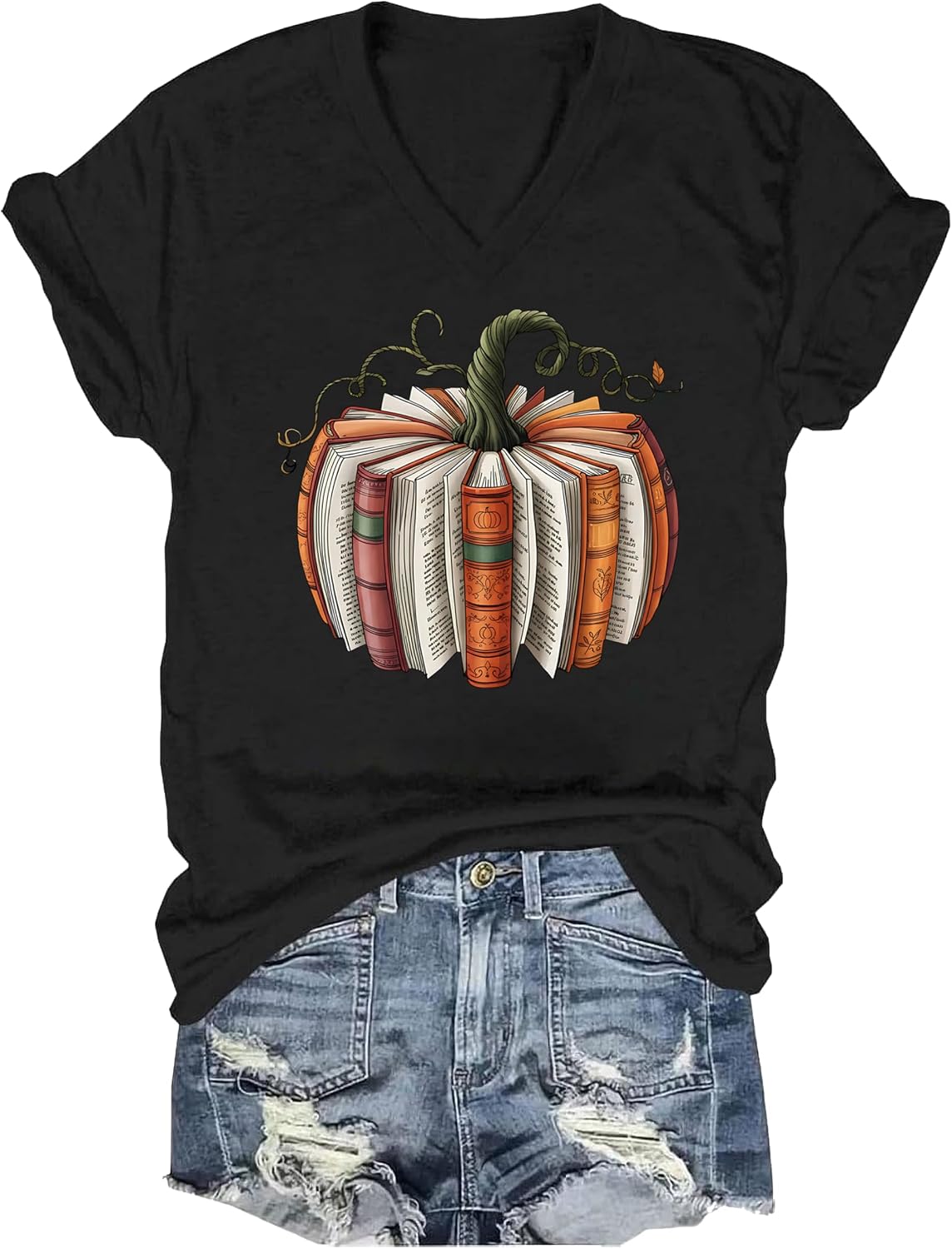 Pumpkin Book Shirt Teacher Halloween Shirts for Women Book Pumpkin T-Shirt for Men Fall T Shirt