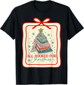 All Booked for Christmas Coquette Bow Tree Lights Christmas T-Shirt