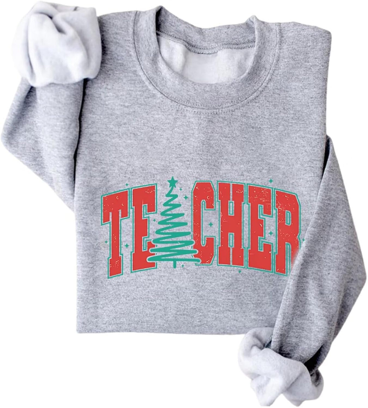 Teacher Christmas Sweatshirt Women Cute Teacher Graphic Long Sleeve Shirt Xmas Crewneck Pullover Top Holiday Sweater