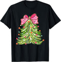 Coquette Pink Tree Topper Bow for Women Cute Christmas Tree T-Shirt