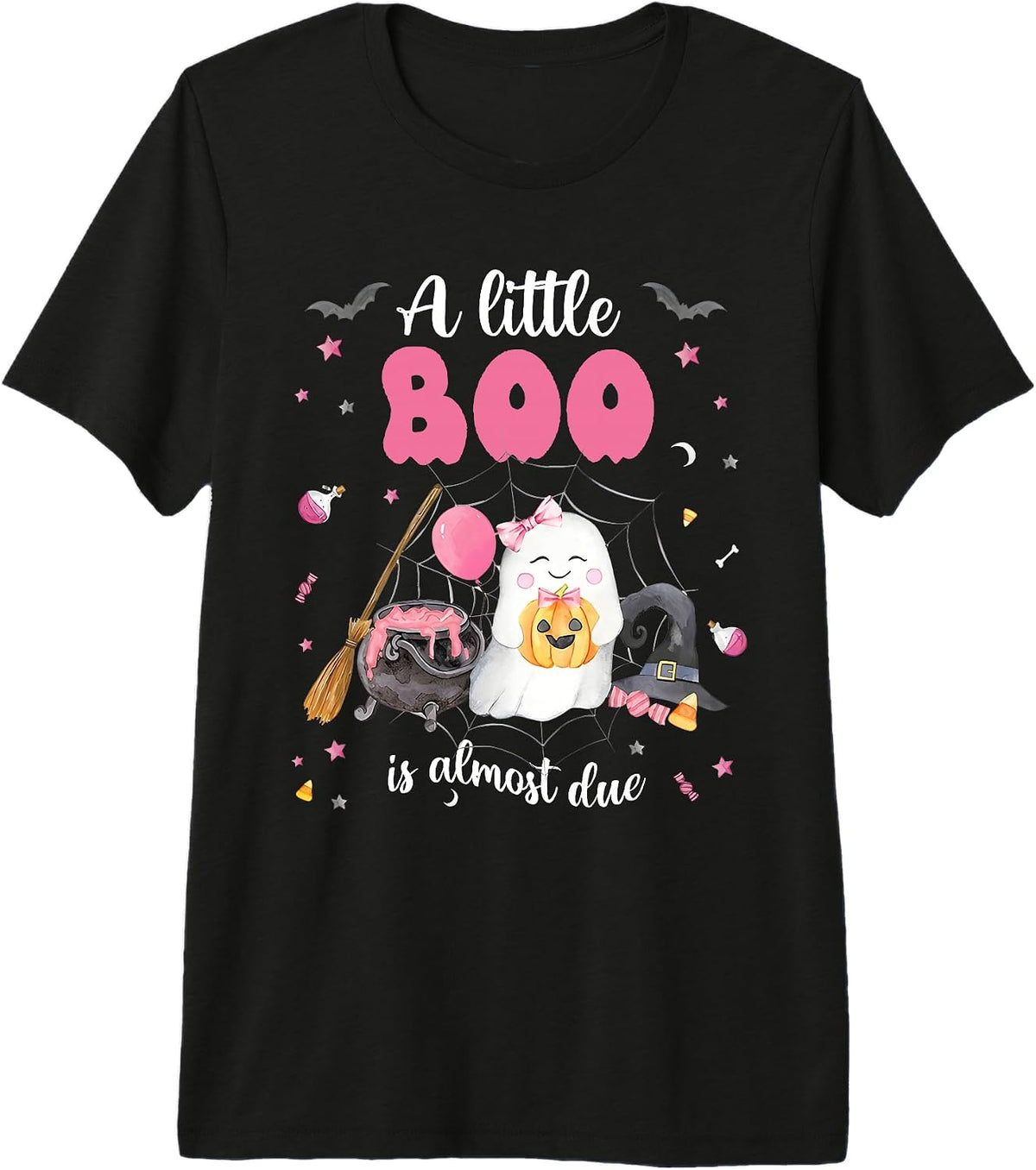 A Little Boo is Almost Due Baby Shower Girl Halloween Ghost Premium Tri-Blend T-Shirt
