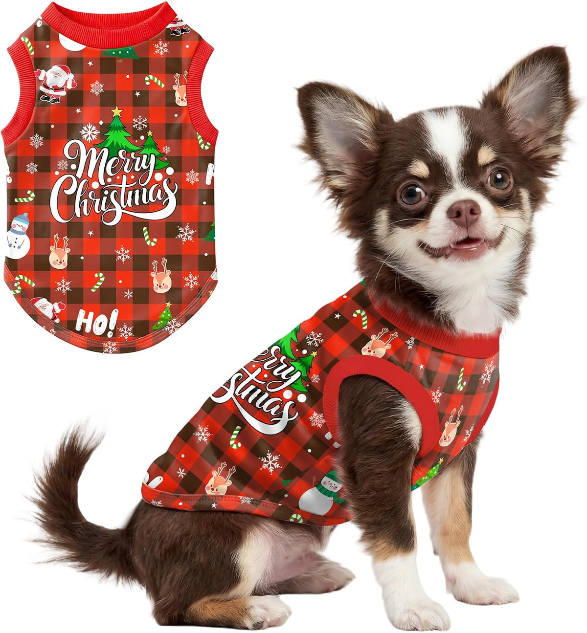 Dog Christmas Shirt for Small Medium Dogs T-Shirt Festive Sleeveless Warm Christmas Dog Shirt Medium