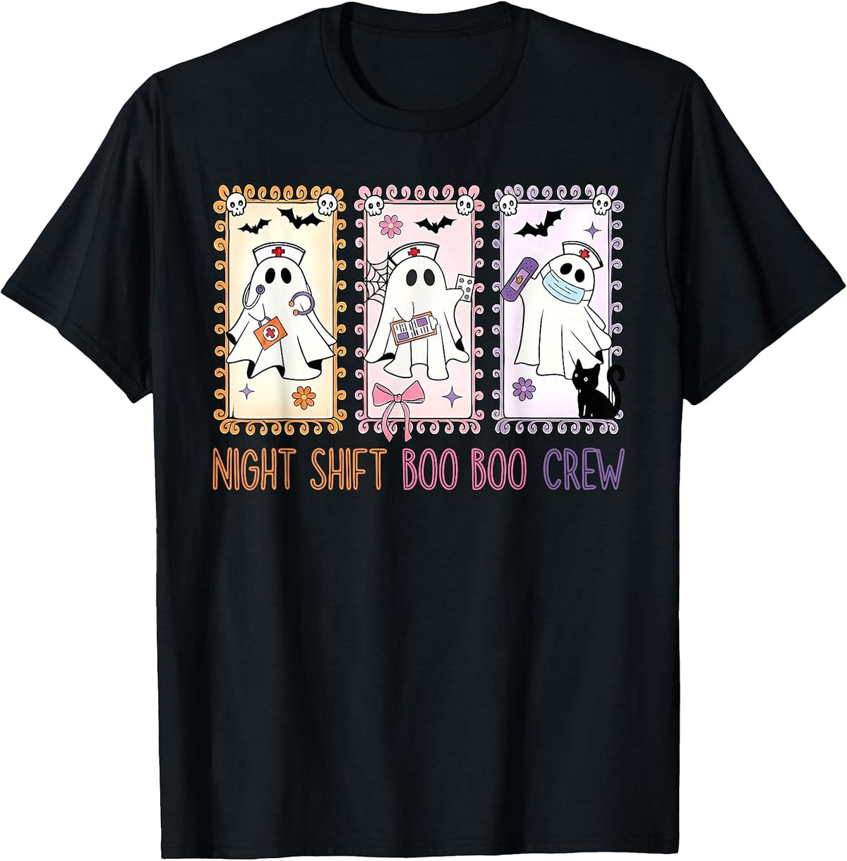 Night Shift Boo Boo Crew Stamp Ghost Nurse Halloween Nursing T-Shirt