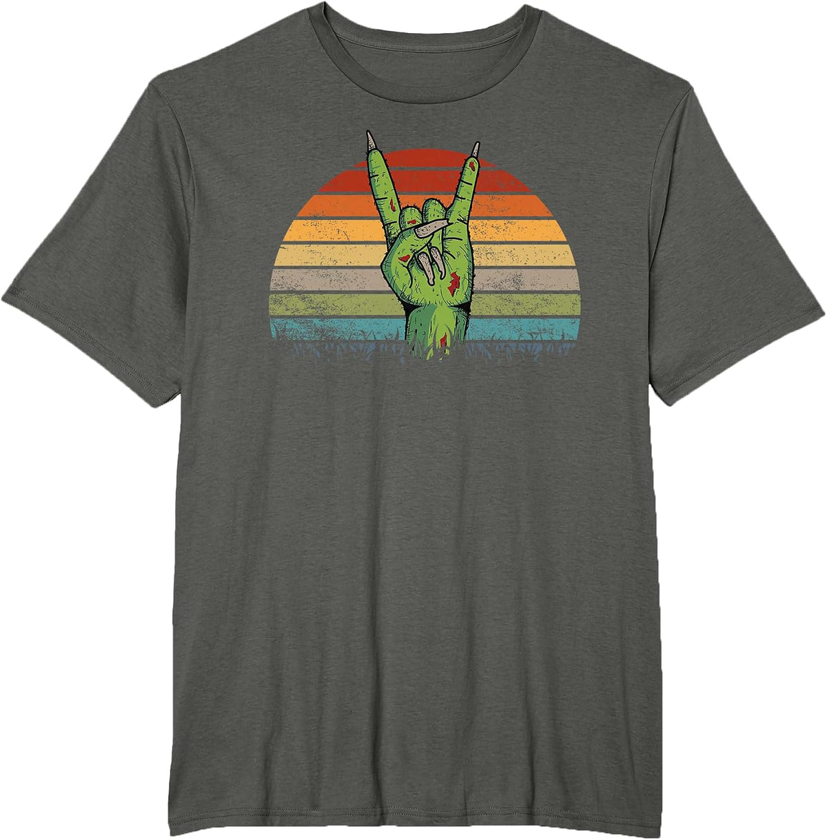 Zombies Rock Vintage Sunset Funny Retro Halloween Video Game T-Shirt