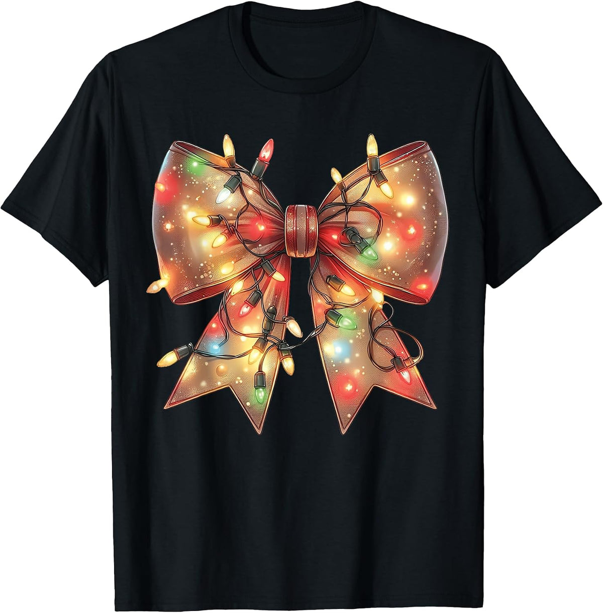 Christmas Light Coquette Bow Christmas Season T-Shirt