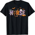 Halloween Nurse Stethoscope Spooky Pumpkin Bats T-Shirt