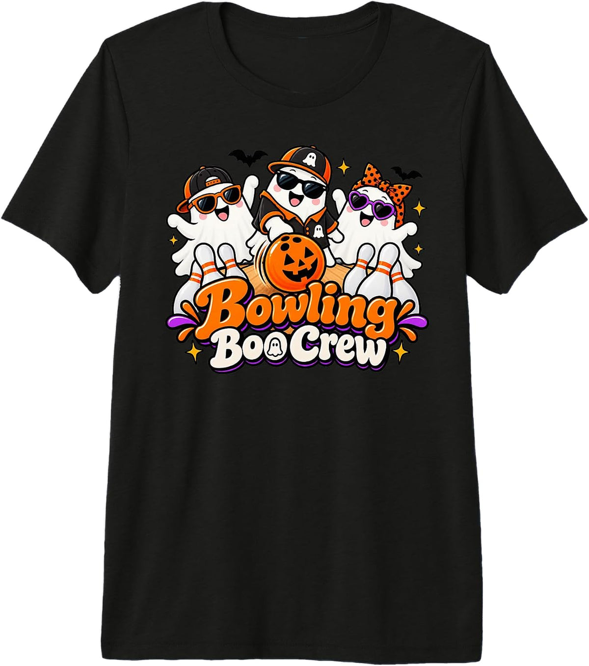 Bowling Boo Crew Ghost Team Halloween Pumpkin Bowling Ball Premium Tri-Blend T-Shirt