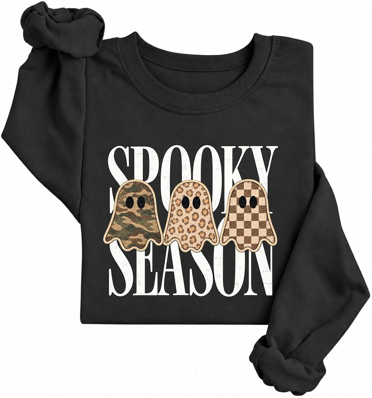 Spooky Season Sweatshirt for Women Cute Ghost Halloween Sweatshirt