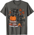Fall in Love with Reading Book Autumn Pumpkins and Teachers T-Shirt