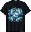 Christmas Coquette Bow With Christmas Flowers Women Girls T-Shirt