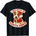 I Believe in Santa Paws Wire Fox Terrier Dog Merry Christmas T-Shirt