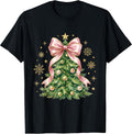 Coquette Bow Christmas Tree Xmas Holiday Girly Women Ribbon T-Shirt