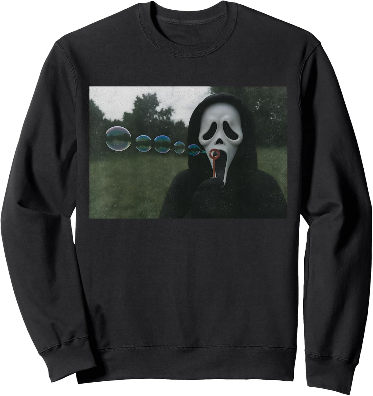 Scary Face Blowing Bubbles Funny Halloween Meme Sweatshirt