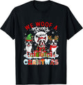 Woof A Merry Christmas Three Santa Reindeer Boston Terriers T-Shirt