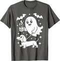 Cute Ghost Walking Dog Dachshund Coffee Halloween Costume T-Shirt