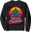 Merry Christmas Christmas Tree Vintage Retro 80s Christmas Sweatshirt