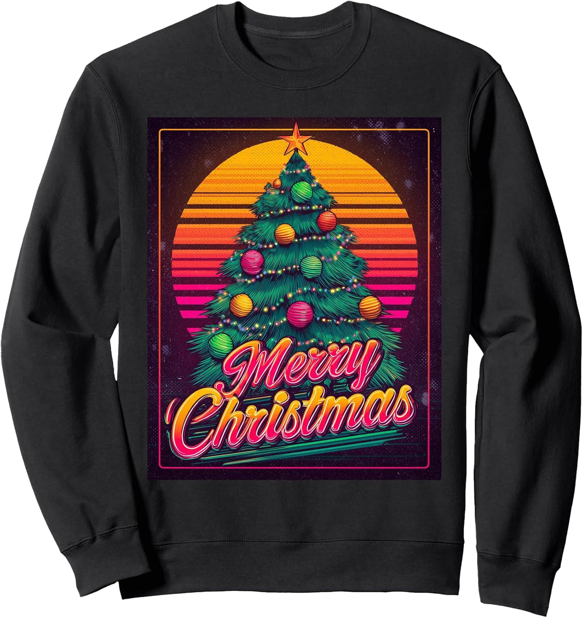 Merry Christmas Christmas Tree Vintage Retro 80s Christmas Sweatshirt