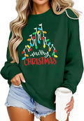 Christmas Shirts Women Funny Merry Christmas Lights Sweatshirt Cute Graphic Xmas Lightweight Pullover Tops