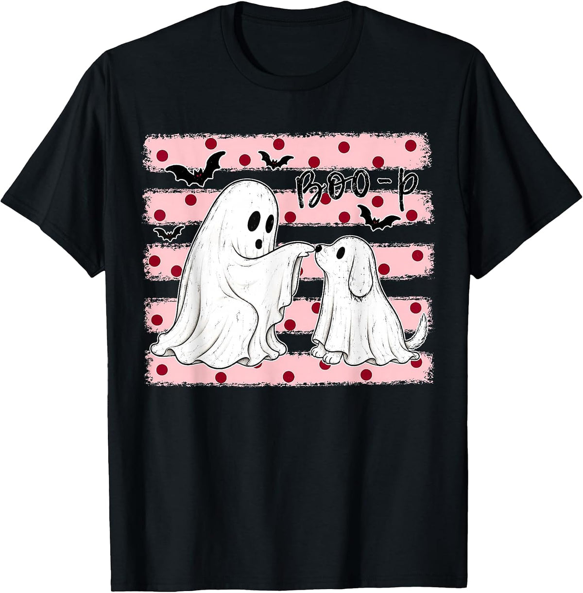 Boo-P Ghost and Dog Cute Pink Halloween Matching T-Shirt