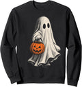 Vintage Retro Ghost Pumpkin Trick Or Treat Halloween Sweatshirt