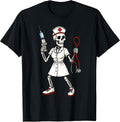Skeleton Nurse Nursing Health Worker Halloween T-Shirt