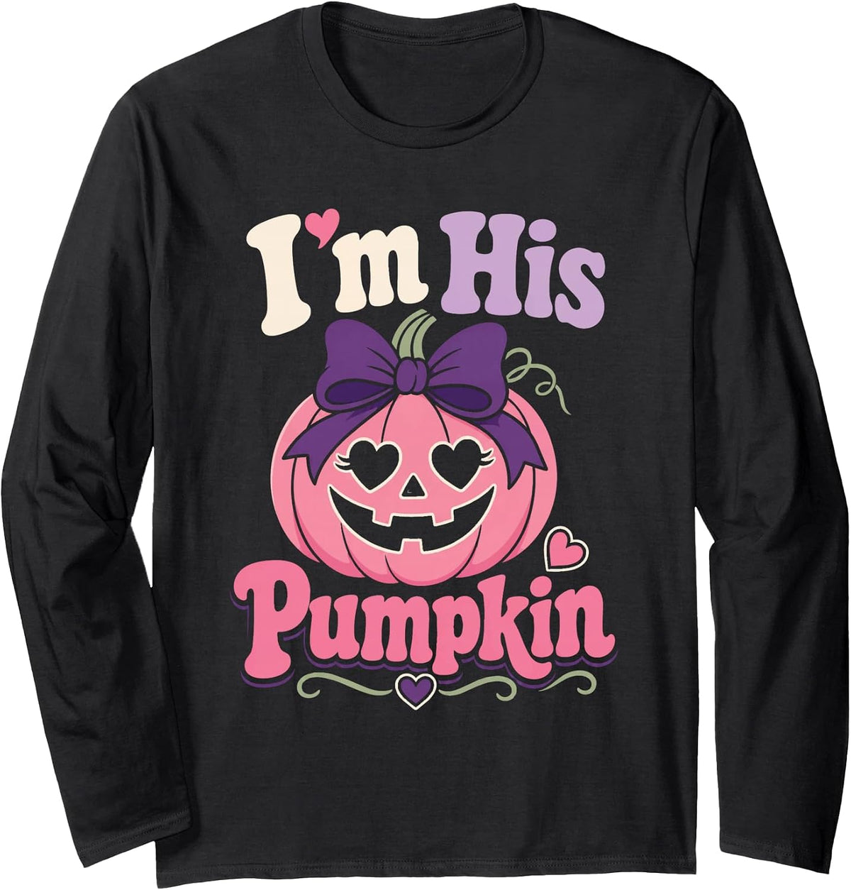 Halloween Couple I'm His Pumpkin Matching Jack O Lantern Long Sleeve T-Shirt