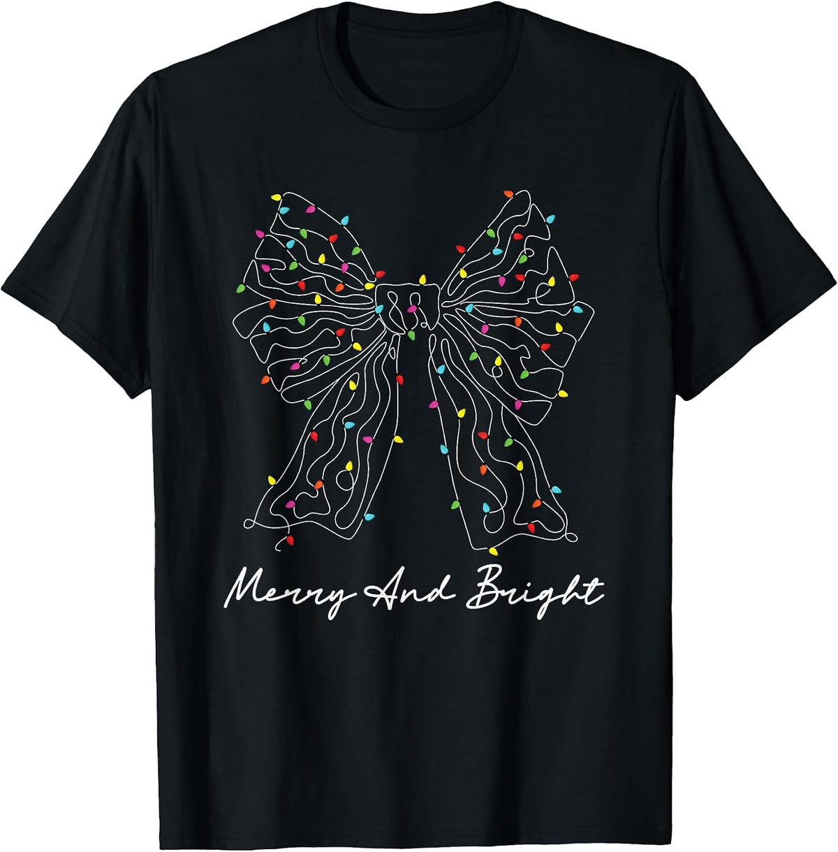 Christmas Coquette Light Bow Girly Aesthetic Holiday Party T-Shirt