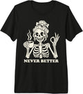 Messy Bun Skeleton Drinking Coffee Woman Humor Premium Tri-Blend T-Shirt