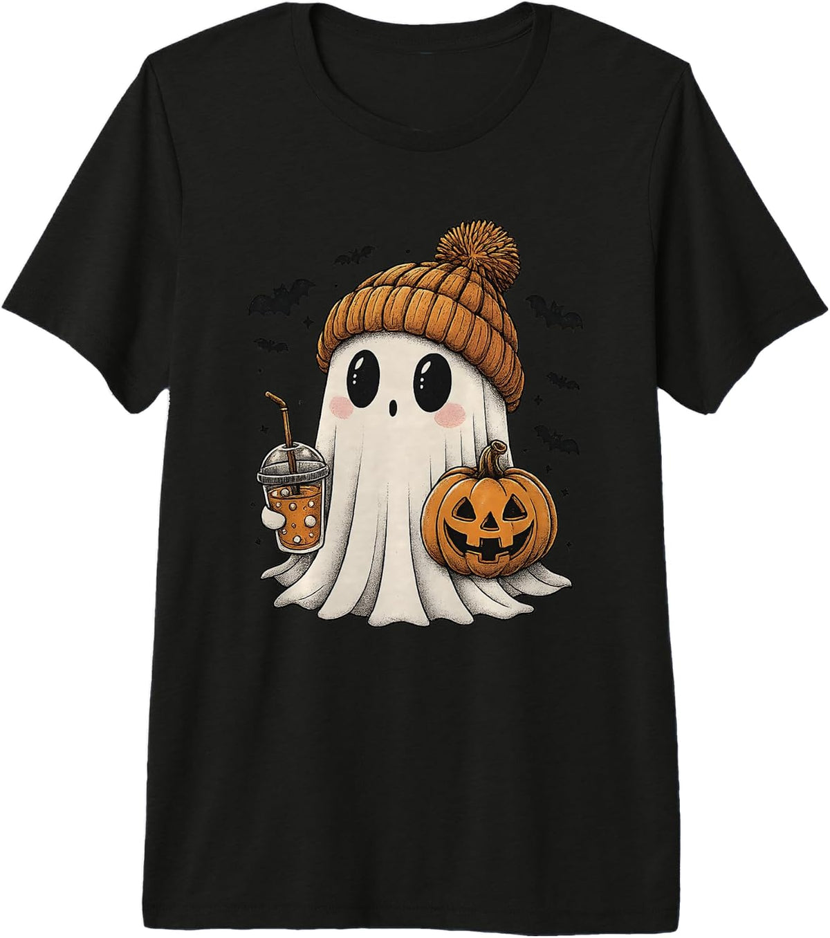 Halloween Costume Cute Ghost Walking Dog Pug Coffee Premium Tri-Blend T-Shirt