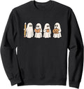 Halloween Teacher Cute Ghosts With Pencil Book Coffee Sweatshirt