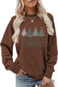 Teacher Christmas Sweatshirt Women Tree Tops Glisten Children Listen Xmas Tree Graphic Teacher Gift Shirt Top