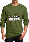 Halloween Ghost Dog Shirt Men Funny Spooky Season Long Sleeve Shirt