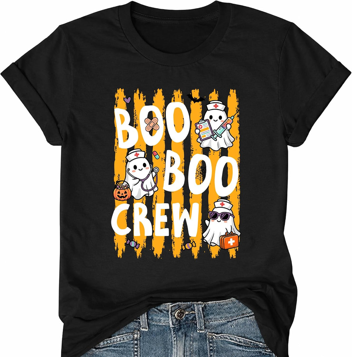 Halloween Nurse Ghost Shirt Boo Boo Crew Nurse Halloween Graphic T-Shirts