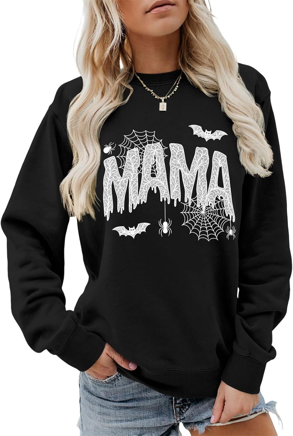 Halloween Mama Sweatshirt Fall Spooky Season Shirts Women Crewneck Cute Ghosts Mom Pullover Tops Spooky Mama Sweater