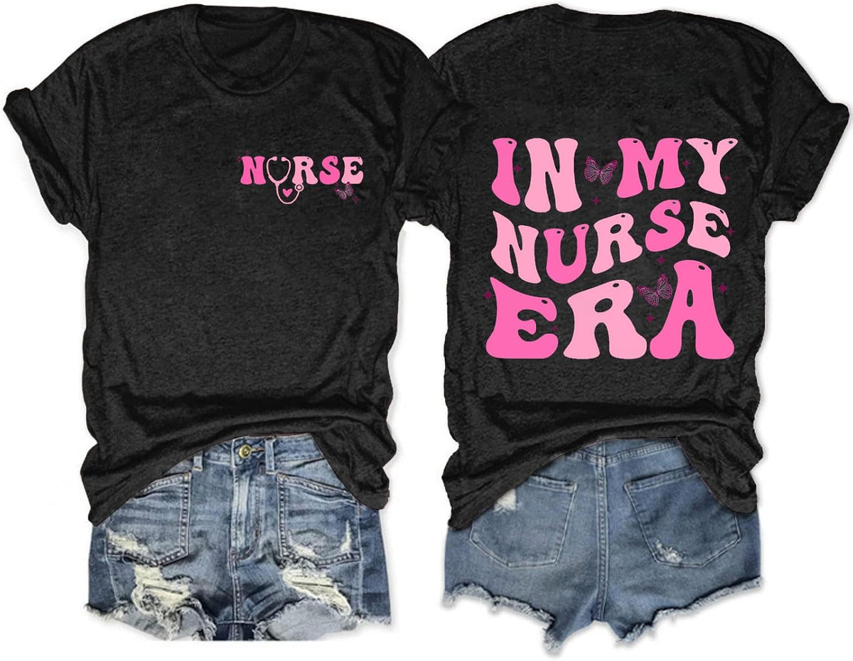 in My Nurse Era Shirt Nurse Life Tee Nursing Student School Gifts Nurse Day T-Shirt Casual Short Sleeve Tops