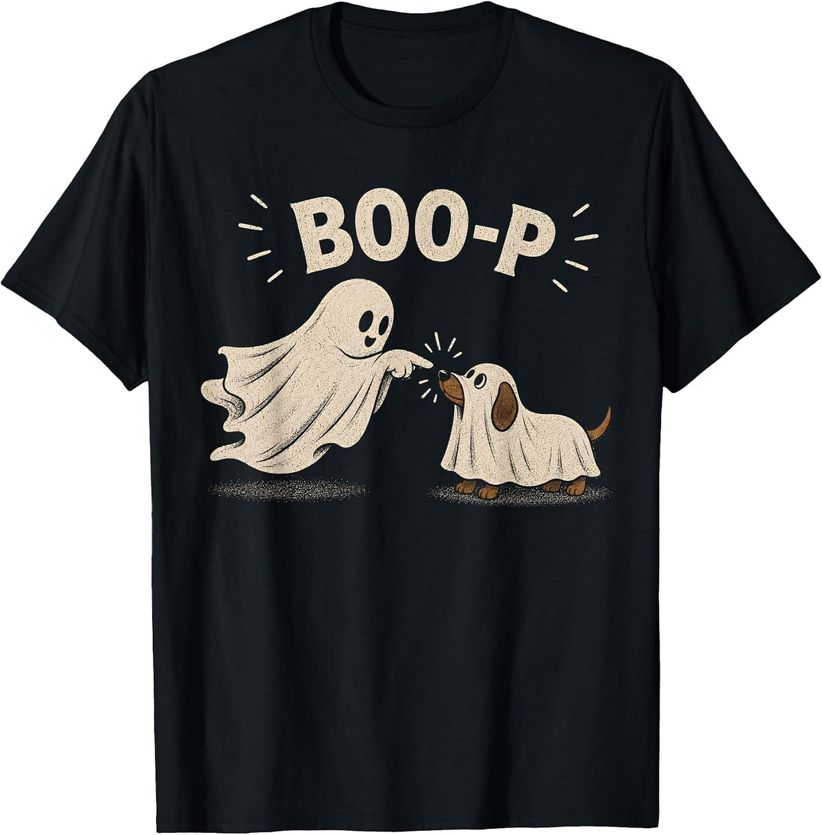 Retro Boo Boo-p Dog Ghost Funny Halloween Dog Lovers Dog T-Shirt