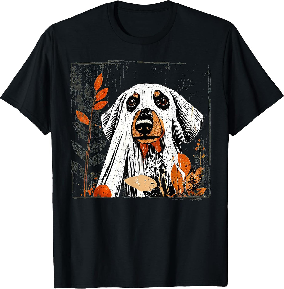Ghost Dog Halloween Spooky Puppy Sheet Vintage Fall Art T-Shirt