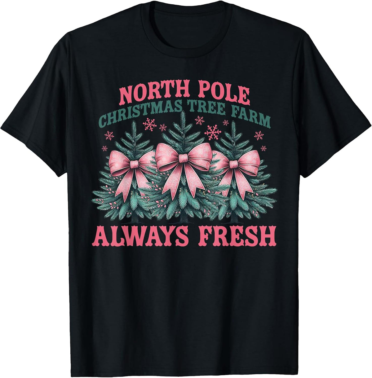 North Pole Pink Christmas Coquette Bow Christmas Tree Bow T-Shirt