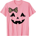 Cute Pumpkin Face Bow Jack O Lantern Halloween Costume T-Shirt