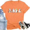 Halloween Shirts Women Cute Reading Ghost T-Shirts Funny Spooky Book Lover Tee Teacher Bookworm Top