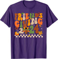 Friends Giving Crew Squad 2024 Cute Turkey Groovy Pice T-Shirt